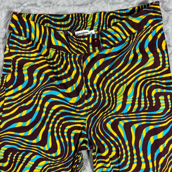 Gimaguas Zebra Disco Pants Womens Small Brown Retro Flare 70s Dopamine Comfort - Picture 4 of 7